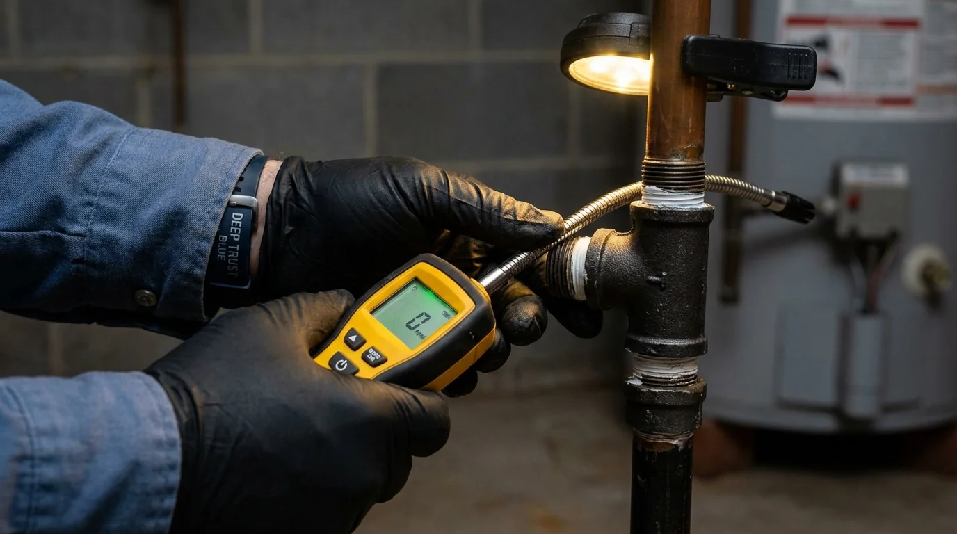 Gas leak detection with electronic sniffer by Johns Plumbing LLC in Lake City