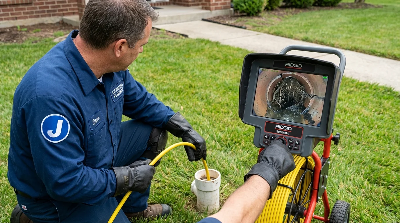 Sewer camera inspection being performed by Johns Plumbing LLC in Lake City