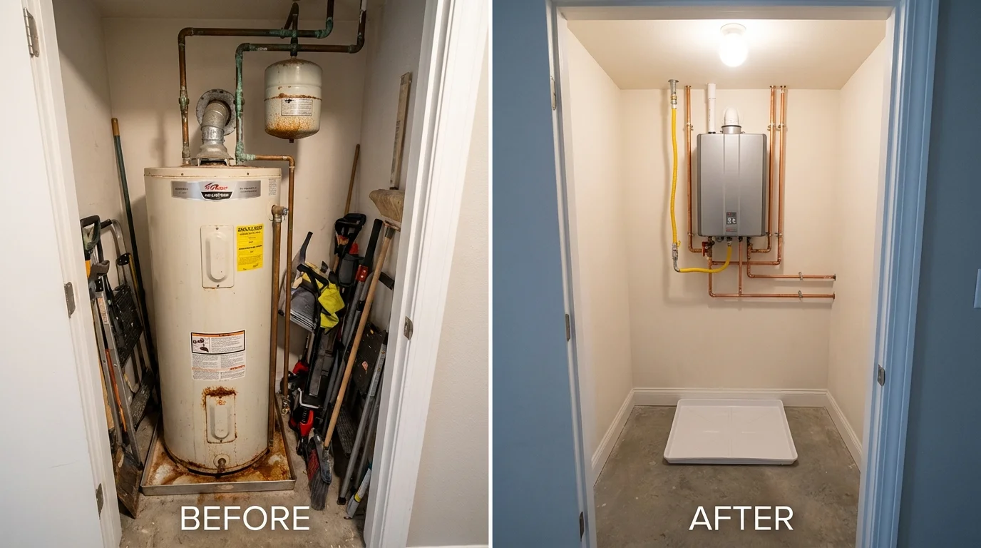 Tank water heater versus wall-mounted tankless unit comparison for Lake City, FL homeowners